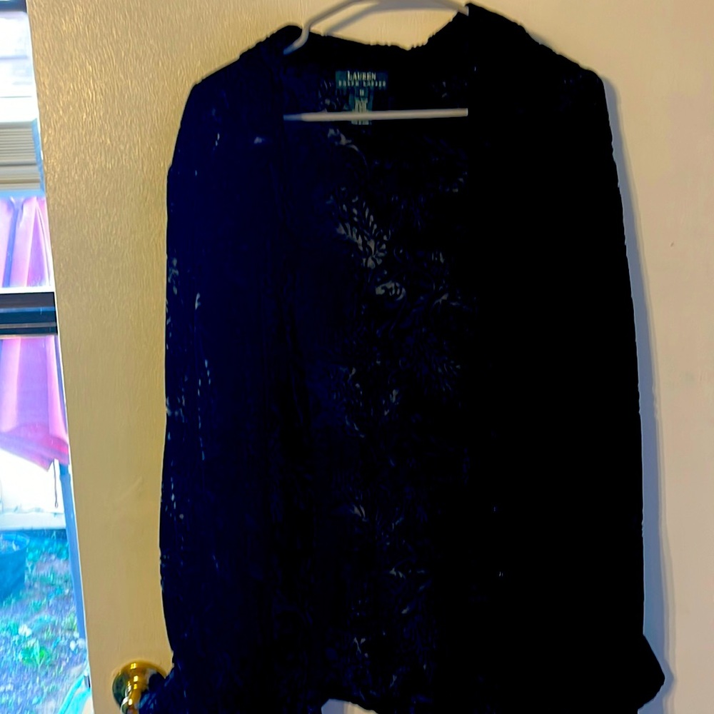 Black thin see threw blouse bottoms up